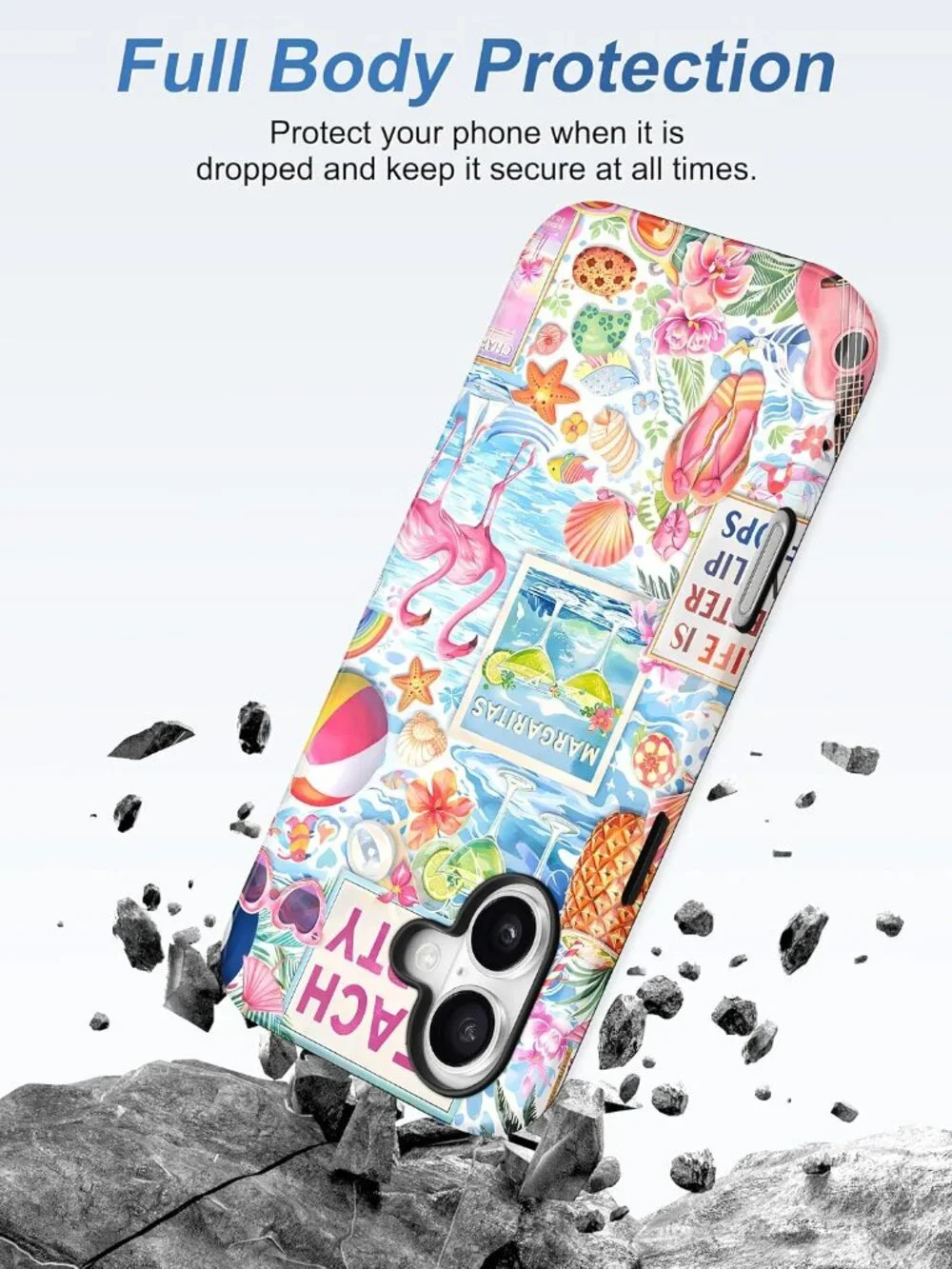 iPhone 17 MagSafe Summer Flamingo Case Coastal Ocean Matte Shockproof Cover